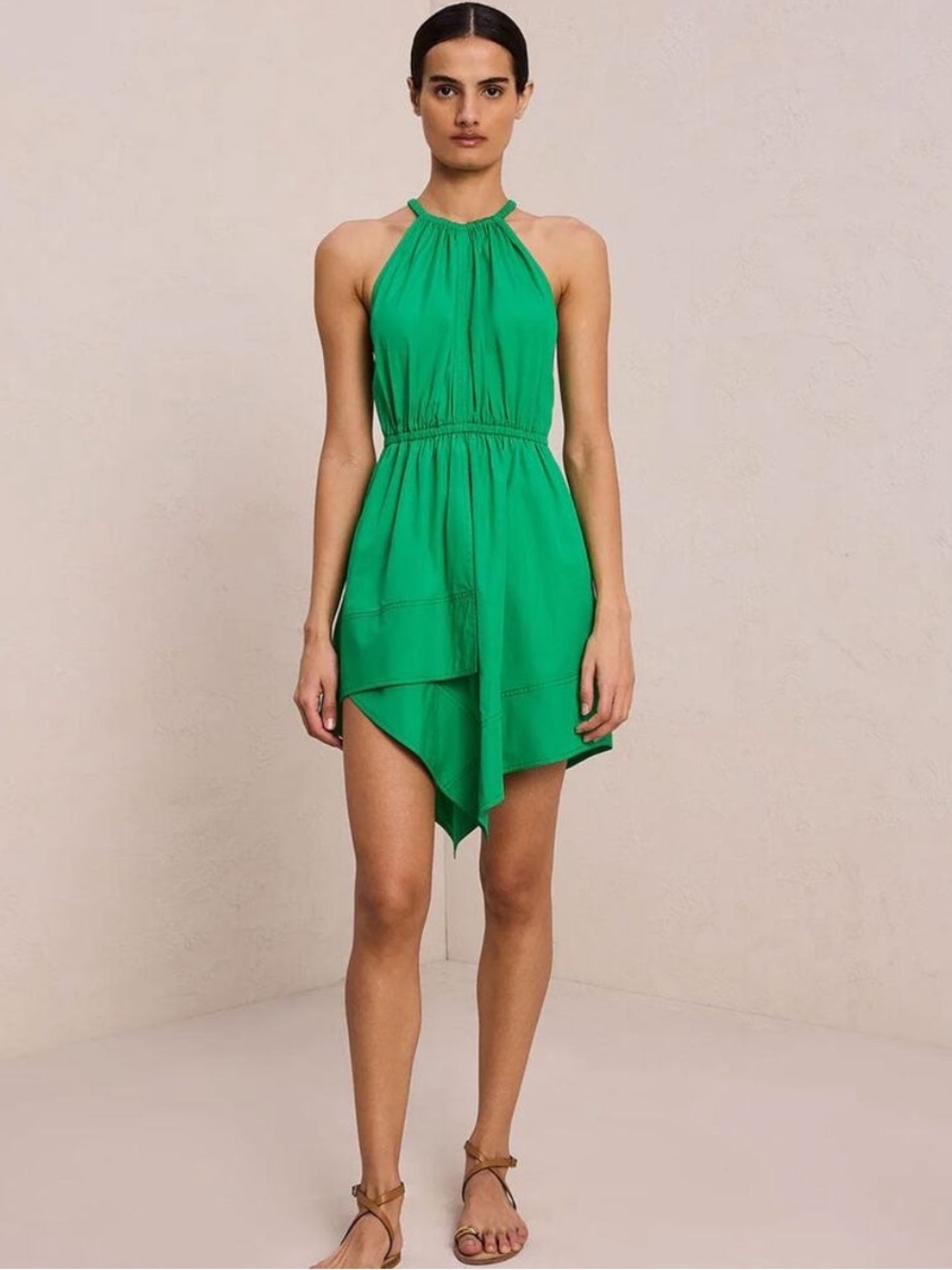 A.L.C Olympia Cotton Mini Dress Green Size 10